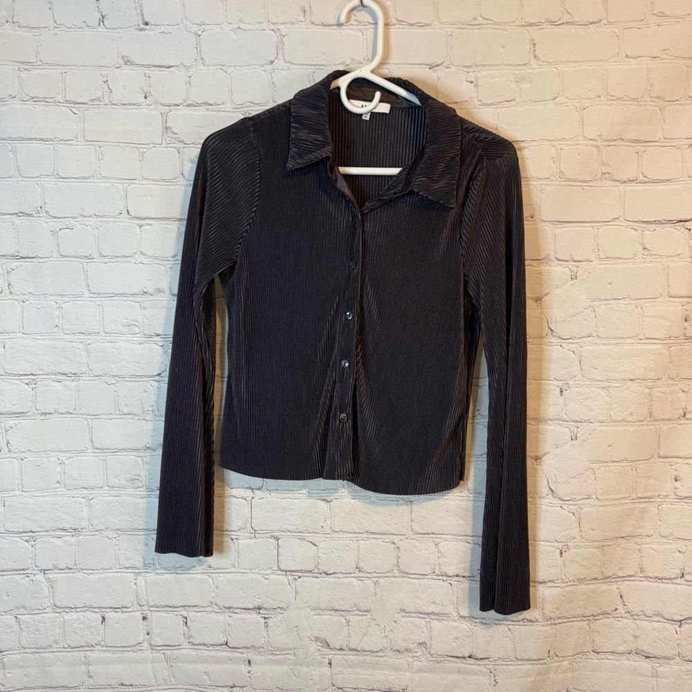 Ro & De Black Striped Button-Down Shirt